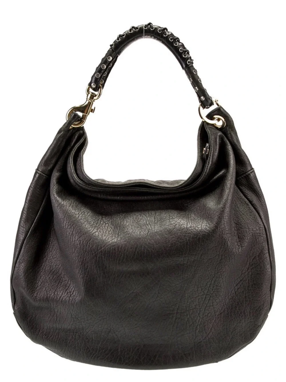 Jimmy Choo Black Leather Hobo with Gold Hardware